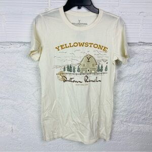 NWT Yellowstone Dutton Ranch Montana cream Graphic Tee size XS